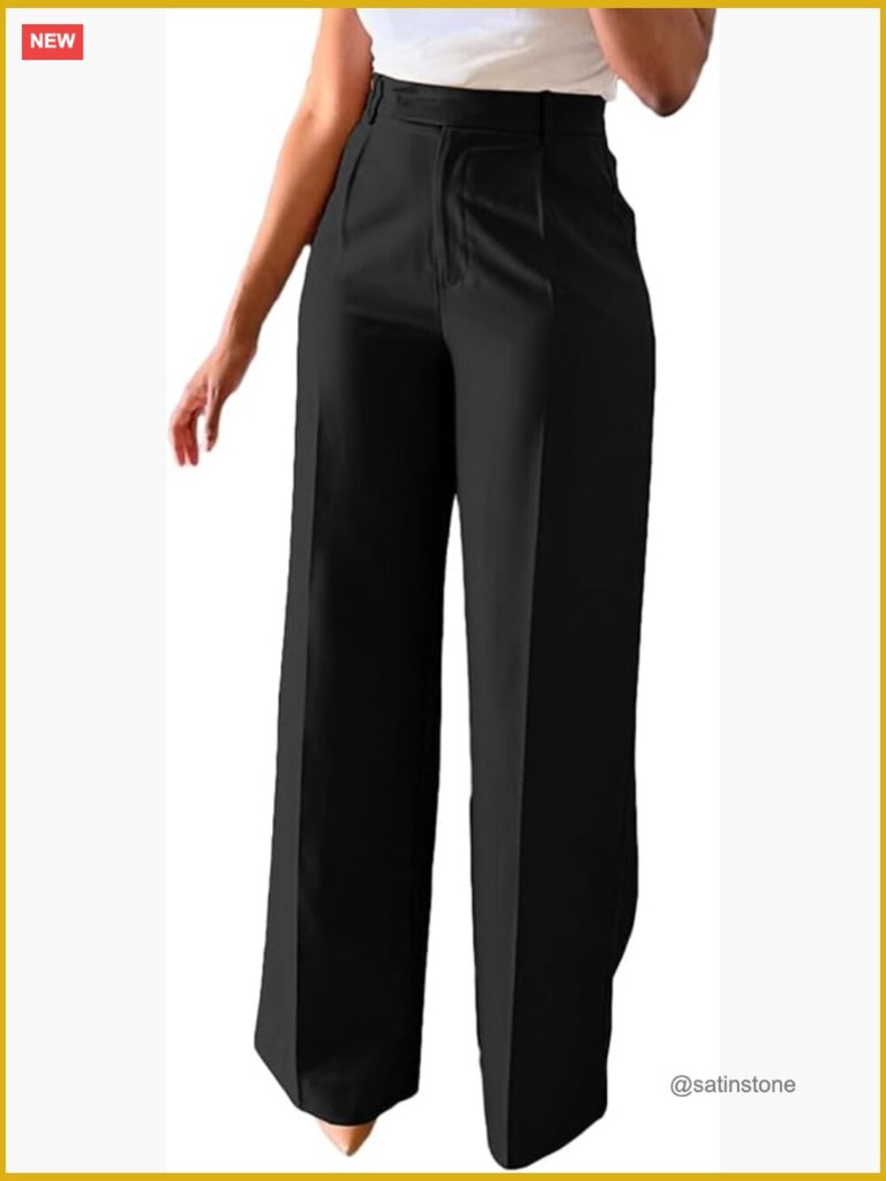 Polyester Spandex High Waisted Wide Leg Dress Pants Straight Leg Trousers